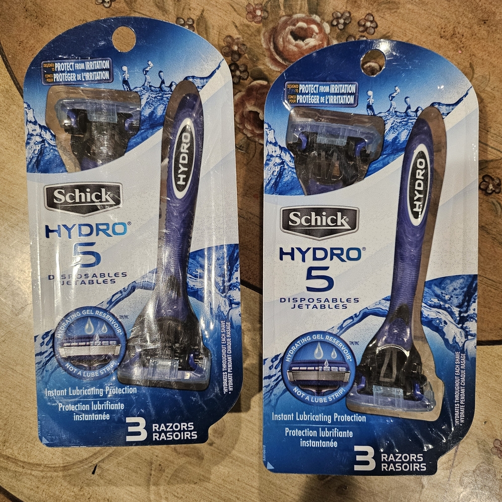 2 Packs Schick Hydro 5 Disposable Razors Total 6 Razors
